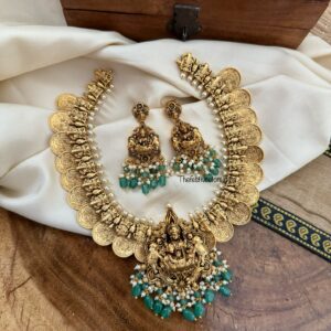 Bridal Gold look kaasu lakshmi pendant necklace set