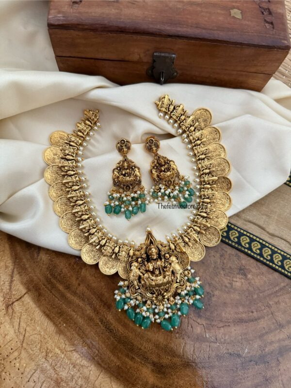 Bridal Gold look kaasu lakshmi pendant necklace set