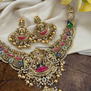 Traditional lakshmi enamel painted necklace set | Bridal