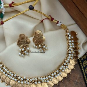 Lakshmi kaasu white pearls set