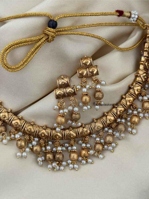 Drop beads gold necklace set