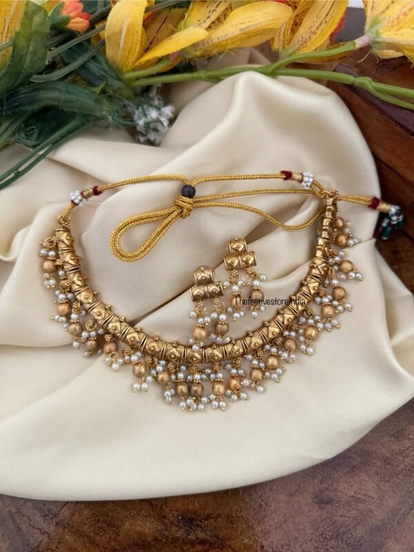Drop beads gold necklace set