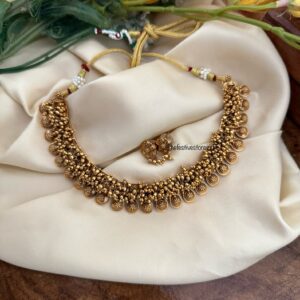 All gold cluster necklace set
