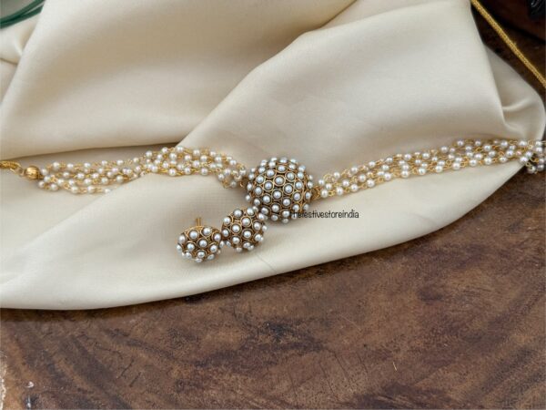 All white pearls choker set