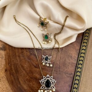 2 layer lotus necklace set - Green