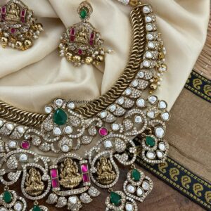 Grand royal look moissanite lakshmi jalebi necklace set | Bridal