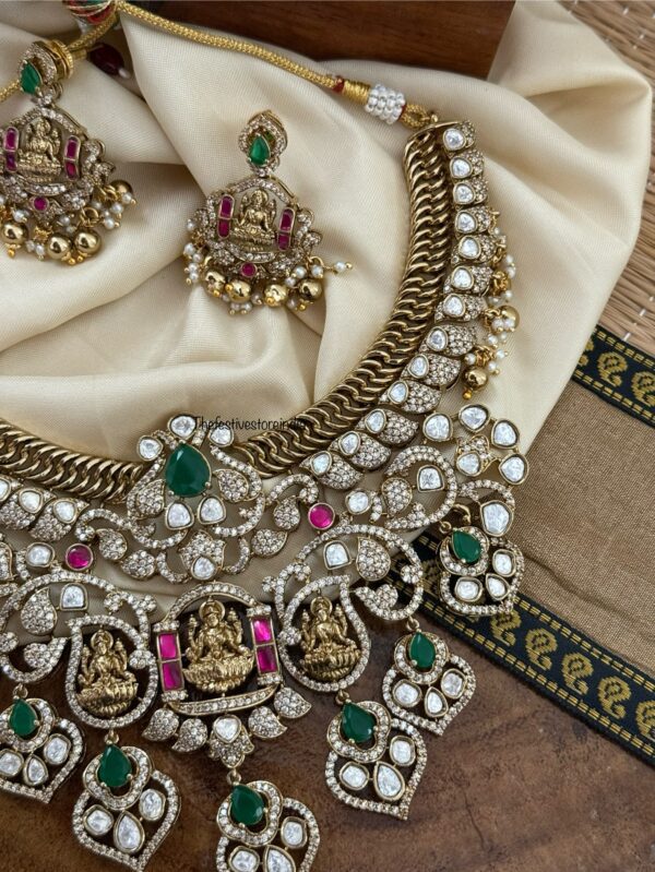 Grand royal look moissanite lakshmi jalebi necklace set | Bridal