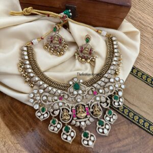 Grand royal look moissanite lakshmi jalebi necklace set | Bridal