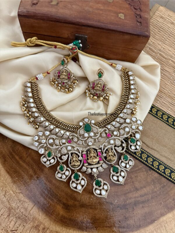 Grand royal look moissanite lakshmi jalebi necklace set | Bridal