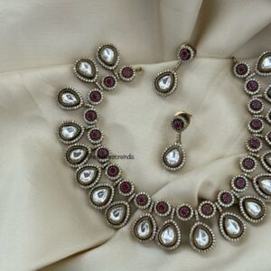 Red/Ruby droplets Victorian necklace set