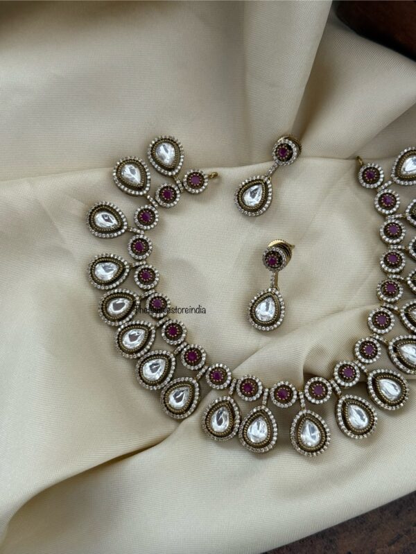 Red/Ruby droplets Victorian necklace set