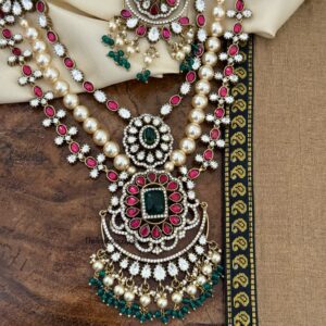 Mid length 36cms moissanite bridal haaram set | Unique