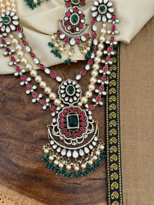 Mid length 36cms moissanite bridal haaram set | Unique