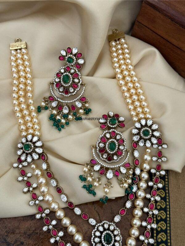 Mid length 36cms moissanite bridal haaram set | Unique