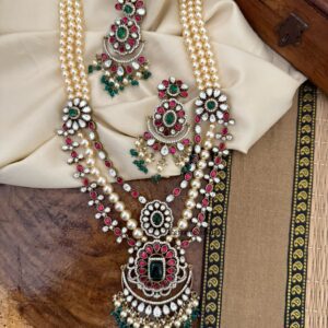 Mid length 36cms moissanite bridal haaram set | Unique