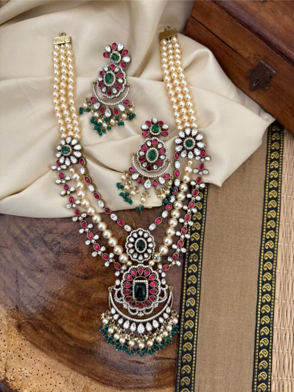 Mid length 36cms moissanite bridal haaram set | Unique