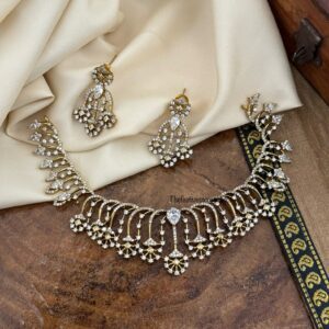 All white spike diamonds necklace set