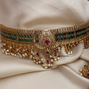 Green stone High neck choker set