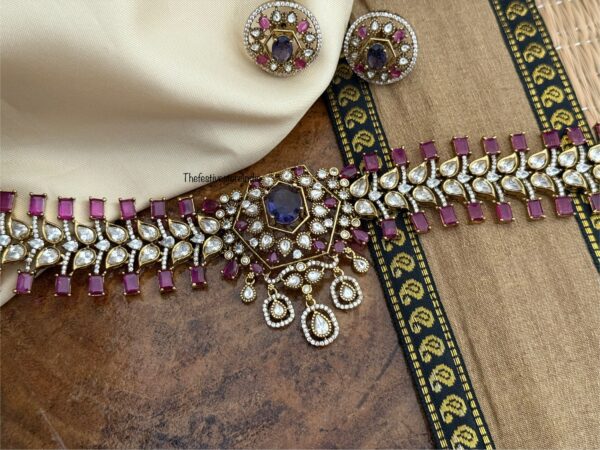 Rubyrose and blue stone choker set