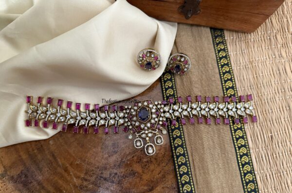 Rubyrose and blue stone choker set