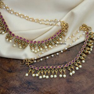 Red stone ear chain | maatil | Bridal | Champasaralu