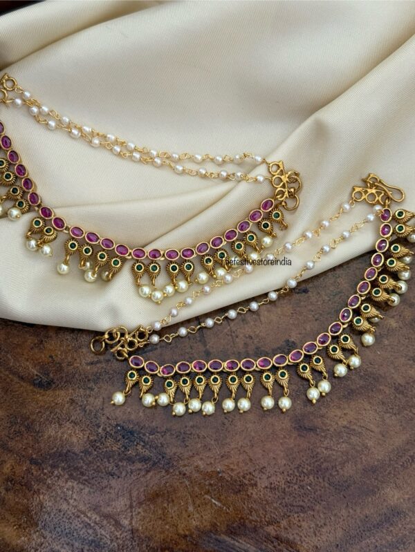 Red stone ear chain | maatil | Bridal | Champasaralu