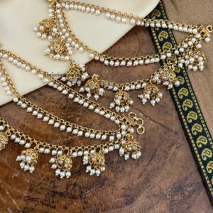 Pearls and hanging jhumka ear chain | maatil | Bridal | Champasaralu