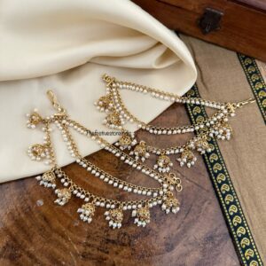 Pearls and hanging jhumka ear chain | maatil | Bridal | Champasaralu