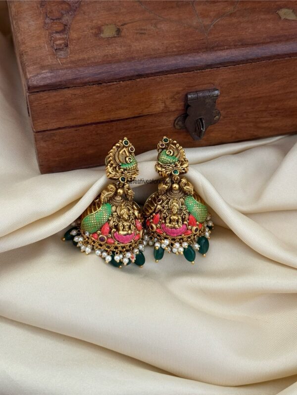 Enamel painted Lakshmi navilu jhumka