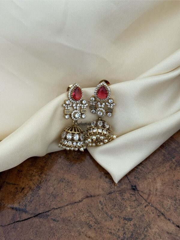 Victorian mini ruby jhumkas | Bridal | Bridesmaid