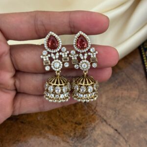 Victorian mini ruby jhumkas | Bridal | Bridesmaid