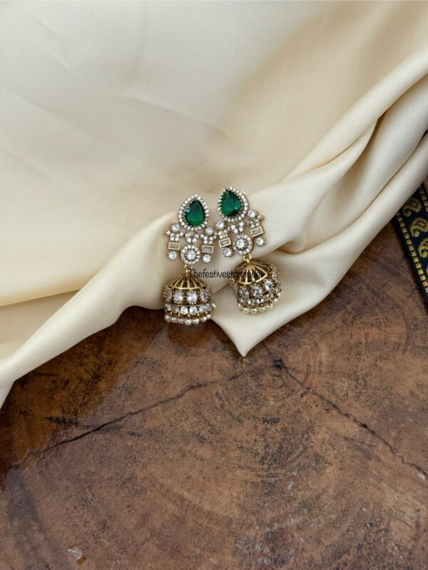 Victorian mini emerald jhumkas | Bridal | Bridesmaid