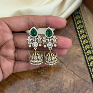 Victorian mini emerald jhumkas | Bridal | Bridesmaid