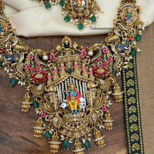 Grand Enamel painted Gopala Krishna haaram set | Bridal