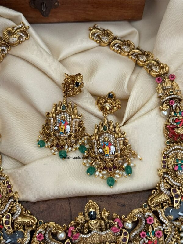 Grand Enamel painted Gopala Krishna haaram set | Bridal