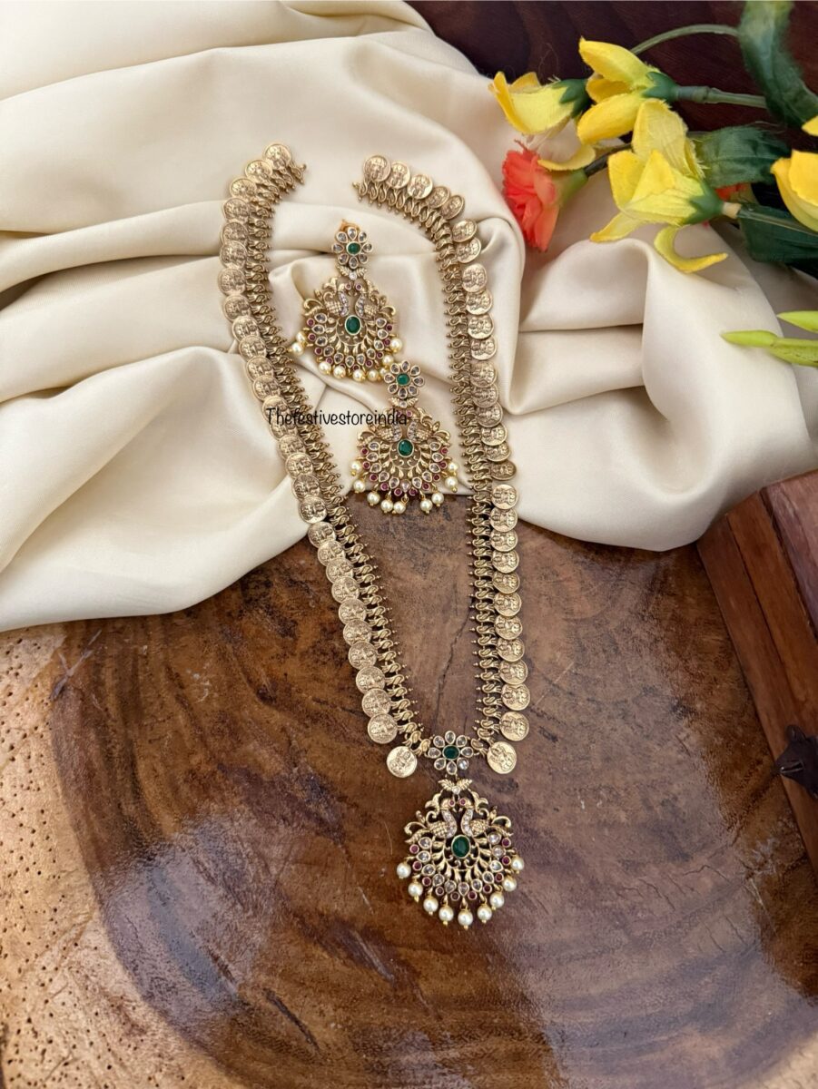 Antique polish Lakshmi Kaasu Navilu haaram set