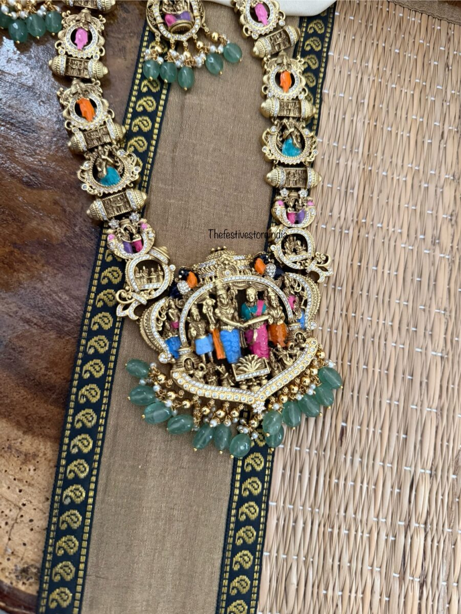 Premium Srinivasa kalyanam haaram set - Enamel painted