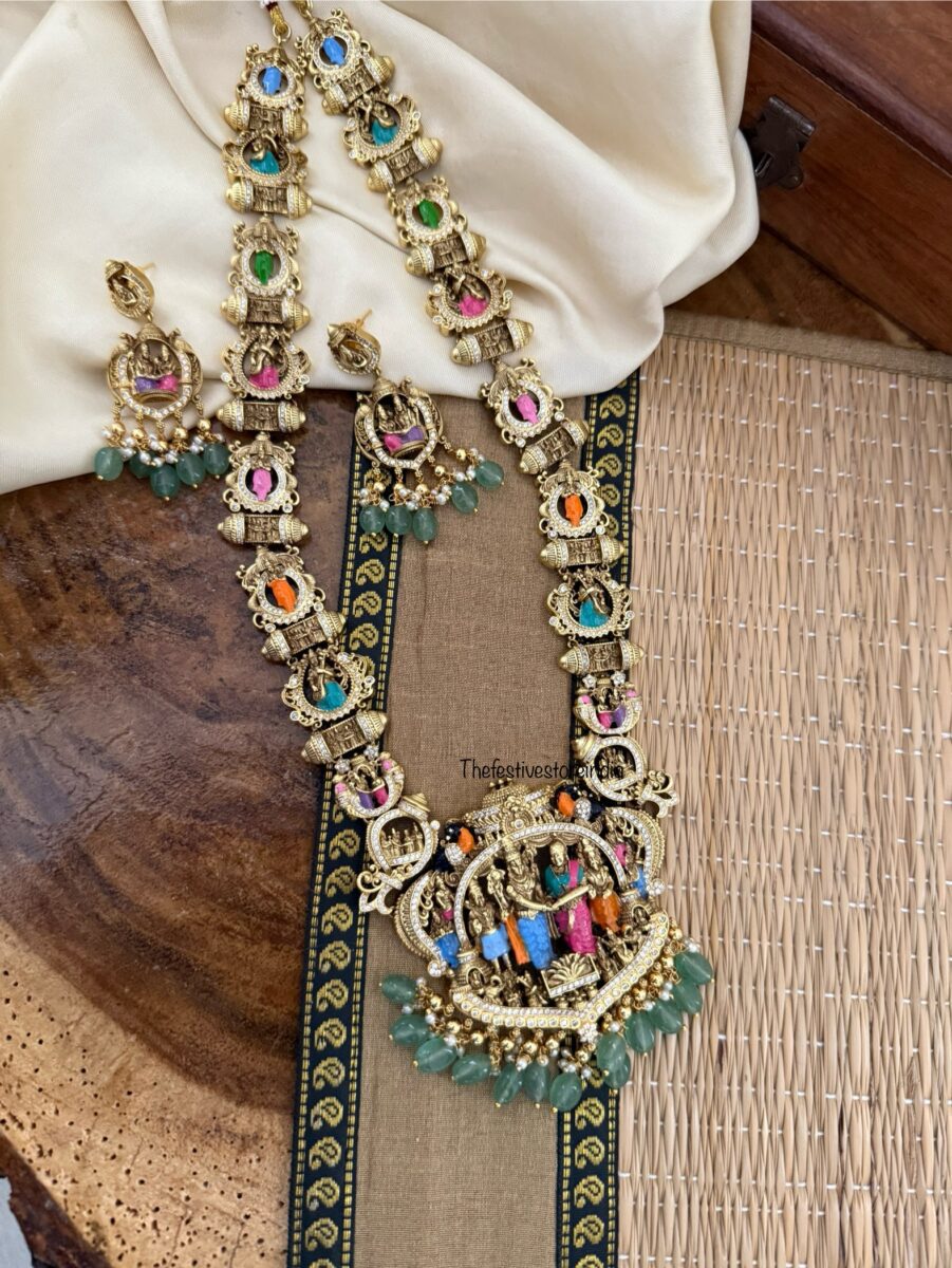 Premium Srinivasa kalyanam haaram set - Enamel painted