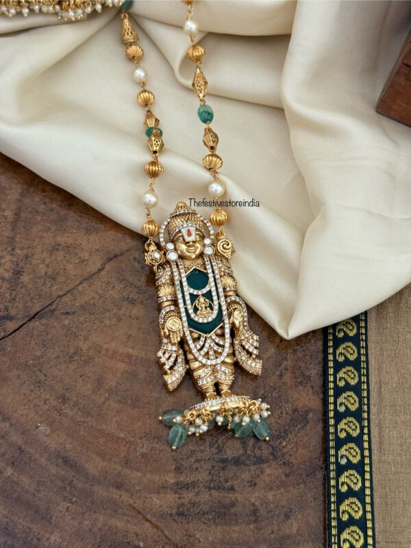 Tirupati Balaji green beads haaram set | Venkateshwara