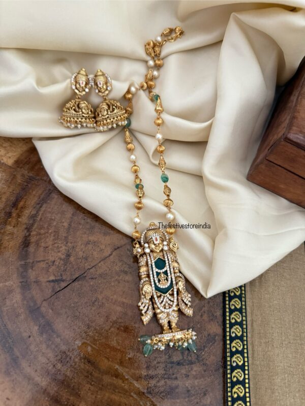 Tirupati Balaji green beads haaram set | Venkateshwara