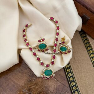 Jadau Contemporary turquoise and red stone necklace set