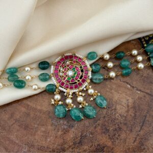 Jadau Navilu green beads choker