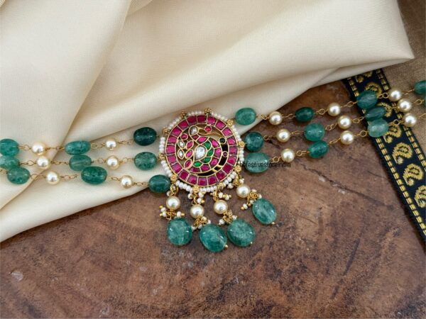 Jadau Navilu green beads choker