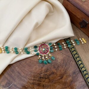 Jadau Navilu green beads choker