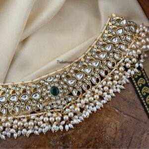 Jadau kundan pearls white choker
