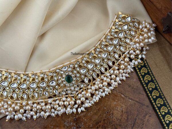 Jadau kundan pearls white choker