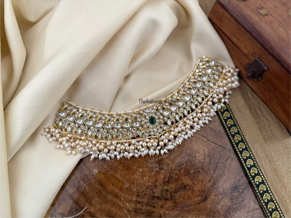 Jadau kundan pearls white choker