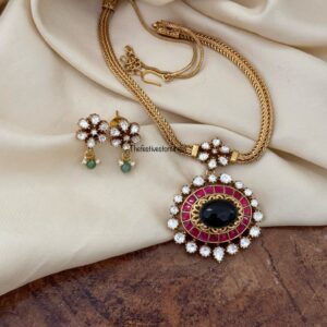 Jadau moissanite non idol pendant chain set