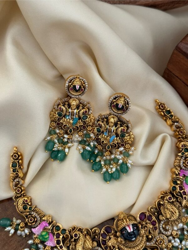 Lakshmi Venkateshwara enamel painted necklace set | Bridal