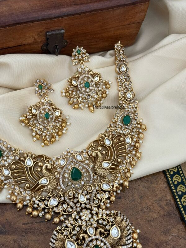 Grand antique gold gold drops necklace set | Bridal